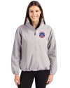South Bend Cubs Cutter & Buck Charter Eco Recycled Womens Full-Zip Jacket Polished Medium Gray Front Thumbnail Image