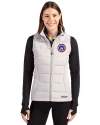 South Bend Cubs Cutter & Buck Evoke Hybrid Softshell Recycled Womens Full Zip Vest CONCRETE Front Thumbnail Image