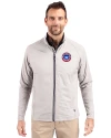 South Bend Cubs Cutter & Buck Adapt Eco Knit Hybrid Recycled Mens Full Zip Jacket Polished Medium Gray Front Thumbnail Image