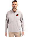 Rochester Red Wings Cutter & Buck Adapt Eco Knit Hybrid Recycled Mens Quarter Zip Polished Medium Gray Front Thumbnail Image