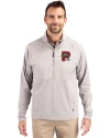 Portland Sea Dogs Cutter & Buck Adapt Eco Knit Hybrid Recycled Mens Quarter Zip Polished Medium Gray Front Thumbnail Image