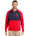 Portland Sea Dogs Cutter & Buck Adapt Eco Knit Hybrid Recycled Mens Quarter Zip Red/Navy Blue Front Thumbnail Image