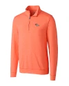 Denver Broncos Cutter & Buck Shoreline Heathered Quarter Zip Mens Big and Tall Pullover College Orange Heather Mannequin Thumbnail Image