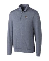 Denver Broncos Cutter & Buck Shoreline Heathered Quarter Zip Mens Big and Tall Pullover Liberty Navy Heather Mannequin Thumbnail Image