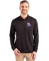 New Hampshire Fisher Cats Cutter & Buck Virtue Eco Pique Recycled Quarter Zip Mens Pullover Black Front Thumbnail Image