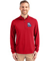 New Hampshire Fisher Cats Cutter & Buck Virtue Eco Pique Recycled Quarter Zip Mens Pullover Red Front Thumbnail Image