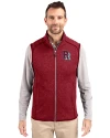 Round Rock Express Cutter & Buck Mainsail Sweater-Knit Mens Full Zip Vest Cardinal Red Heather Front Thumbnail Image