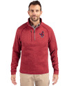Memphis Redbirds Cutter & Buck Mainsail Sweater-Knit Mens Half Zip Pullover Jacket Cardinal Red Heather Front Thumbnail Image