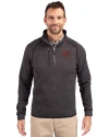 Sacramento River Cats Cutter & Buck Mainsail Sweater-Knit Mens Half Zip Pullover Jacket Charcoal Heather Front Thumbnail Image