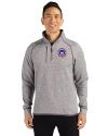 South Bend Cubs Cutter & Buck Mainsail Sweater-Knit Mens Half Zip Pullover Jacket Polished Heather Front Thumbnail Image