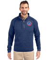 South Bend Cubs Cutter & Buck Mainsail Sweater-Knit Mens Half Zip Pullover Jacket Tour Blue Heather Front Thumbnail Image