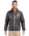 Texas A&M Aggies Alumni Cutter & Buck Rainier PrimaLoft® Mens Eco Insulated Full Zip Printed Puffer Jacket Black Front Thumbnail Image