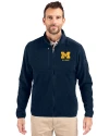 Michigan Wolverines Alumni Cutter & Buck Cascade Eco Fleece Mens Full Zip Jacket Navy Blue Front Thumbnail Image
