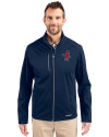 Memphis Redbirds Cutter & Buck Evoke Softshell Recycled Full Zip Mens Jacket Navy Blue Front Thumbnail Image