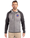 South Bend Cubs Cutter & Buck Mainsail Full Zip Hooded Mens Jacket Polished Heather/Charcoal Heather Front Thumbnail Image