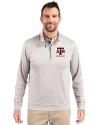 Texas A&M Aggies Alumni Cutter & Buck Stealth Heathered Mens Big and Tall  Quarter Zip Pullover Polished Medium Gray Front Thumbnail Image