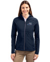 West Michigan Whitecaps Cutter & Buck Adapt Eco Knit Hybrid Recycled Womens Full Zip Jacket Navy Blue Front Thumbnail Image