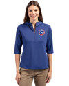 South Bend Cubs Cutter & Buck Virtue Eco Pique Recycled Half Zip Pullover Womens Hoodie Tour Blue Front Thumbnail Image