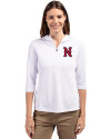 Nashville Sounds Cutter & Buck Virtue Eco Pique Recycled Half Zip Pullover Womens Hoodie White Front Thumbnail Image