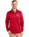 South Bend Cubs Cutter & Buck Traverse Stretch Eco Quarter Zip Mens Pullover Red Front Thumbnail Image