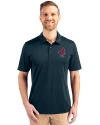 Memphis Redbirds Cutter & Buck Prospect Eco Textured Stretch Recycled Mens Short Sleeve Polo Navy Blue Front Thumbnail Image