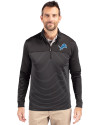 Detroit Lions Cutter & Buck Traverse Stretch Eco Stripe Quarter Zip Mens Pullover Black Front Thumbnail Image