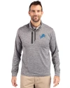 Detroit Lions Cutter & Buck Stealth Heathered Quarter Zip Mens Pullover Elemental Grey Front Thumbnail Image
