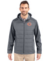 Chicago Bears Cutter & Buck Evoke Recycled HoneycombFleece Mens Big & Tall Hybrid Full Zip Jacket Elemental Grey Front Thumbnail Image