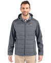Denver Broncos Cutter & Buck Evoke Hybrid Eco Softshell Recycled Full Zip Mens Big & Tall Hooded Jacket Elemental Grey Front Thumbnail Image
