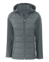 Los Angeles Chargers Cutter & Buck Evoke Hybrid Softshell Recycled Full Zip Womens Hooded Jacket Elemental Grey Mannequin Thumbnail Image