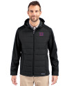New York Giants Cutter & Buck Evoke Recycled Honeycomb Fleece Mens Hybrid Full Zip Jacket Black Front Thumbnail Image