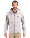 Denver Broncos Cutter & Buck Evoke Recycled Honeycomb Fleece Mens Hybrid Full Zip Jacket CONCRETE Front Thumbnail Image