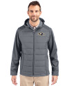 Baltimore Ravens Cutter & Buck Evoke Hybrid Softshell Recycled Full Zip Mens Hooded Jacket Elemental Grey Front Thumbnail Image