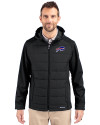 Buffalo Bills Cutter & Buck Evoke Hybrid Softshell Recycled Full Zip Mens Hooded Jacket Tour Blue Front Thumbnail Image