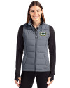 Green Bay Packers Cutter & Buck Evoke Hybrid Softshell Recycled Womens Full Zip Vest Elemental Grey Front Thumbnail Image