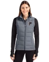 Atlanta Falcons Cutter & Buck Evoke Hybrid Softshell Recycled Womens Full Zip Vest Elemental Grey Front Thumbnail Image