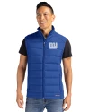 New York Giants Cutter & Buck Evoke Hybrid Softshell Recycled Mens Full Zip Vest Tour Blue Front Thumbnail Image