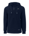 Los Angeles Chargers Cutter & Buck Roam Epic Versatility Half Zip Recycled Mens Hooded Pullover Navy Blue Mannequin Thumbnail Image