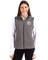 Pittsburgh Steelers Cutter & Buck Cascade Eco Fleece Womens Vest Elemental Grey/Black Front Thumbnail Image