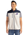 Buffalo Bills Cutter & Buck Cascade Eco Fleece Mens Vest Shell/Navy Blue Front Thumbnail Image