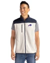 Buffalo Bills Cutter & Buck Cascade Epic Comfort Recycled Sherpa Fleece Mens Full Zip Vest Shell/Navy Blue Front Thumbnail Image