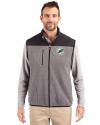 Miami Dolphins Cutter & Buck Cascade Eco Fleece Mens Vest Elemental Grey/Black Front Thumbnail Image