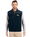 Denver Broncos Cutter & Buck Cascade Eco Fleece Mens Vest Navy Blue Front Thumbnail Image