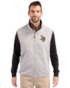 Minnesota Vikings Cutter & Buck Charter Eco Full-Zip Mens Big & Tall Vest Polished Medium Gray Front Thumbnail Image