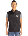 Miami Dolphins Cutter & Buck Charter Eco Recycled Mens Full-Zip Vest Black Front Thumbnail Image
