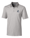 Miami Marlins Cutter & Buck Forge Tonal Stripe Stretch Mens Polo Polished Medium Gray Mannequin Thumbnail Image