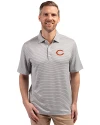 Chicago Bears Cutter & Buck Forge Eco Double Stripe Stretch Recycled Mens Big &Tall Polo Polished/White Front Thumbnail Image