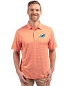 Miami Dolphins Cutter & Buck Forge Eco Double Stripe Stretch Recycled Mens Polo College Orange/White Front Thumbnail Image