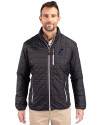 Miami Marlins Cutter & Buck Rainier PrimaLoft® Mens Eco Insulated Full Zip Puffer Jacket Black Front Thumbnail Image