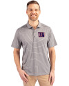New York Giants Cutter & Buck Forge Eco Heather Stripe Stretch Recycled Mens Big & Tall Polo Elemental Grey Heather Front Thumbnail Image